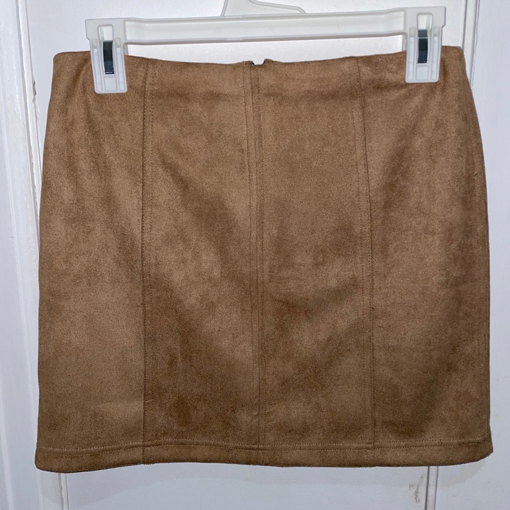 Light Brown Suede Mini Skirt